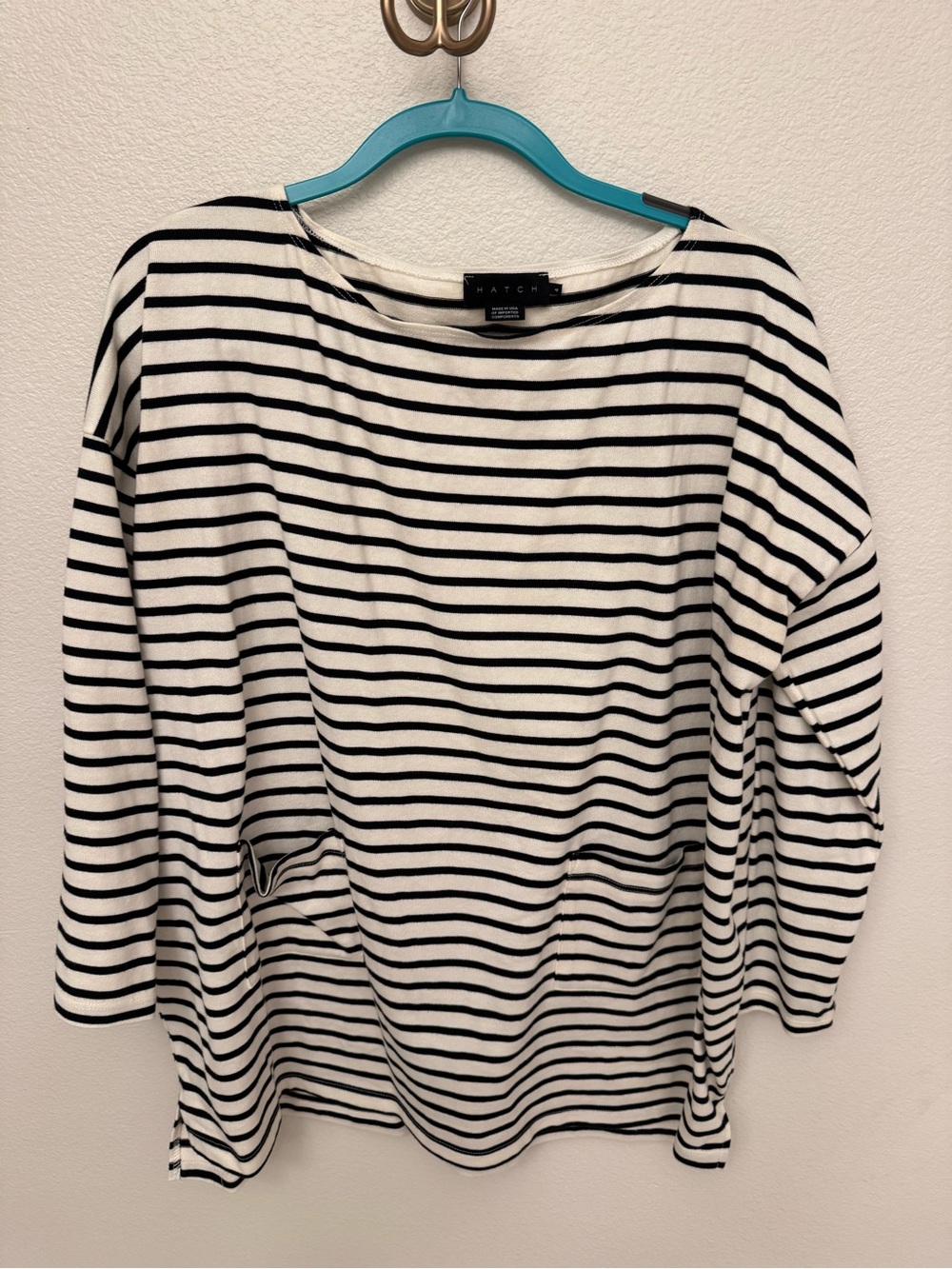 HATCH Black & White Striped “The Bateau” Top